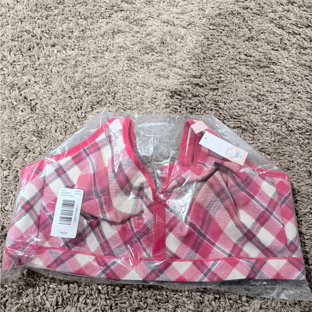 Stylish Pink and Cream Plaid Bralette